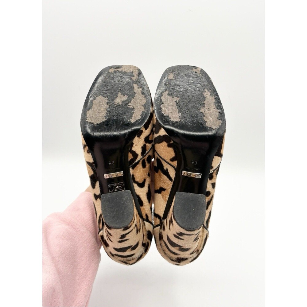 Gucci Pony Hair Cheetah Print Block Heels w/ Silver Horse-bit Accent Sz EU 36 - Picture 9 of 10
